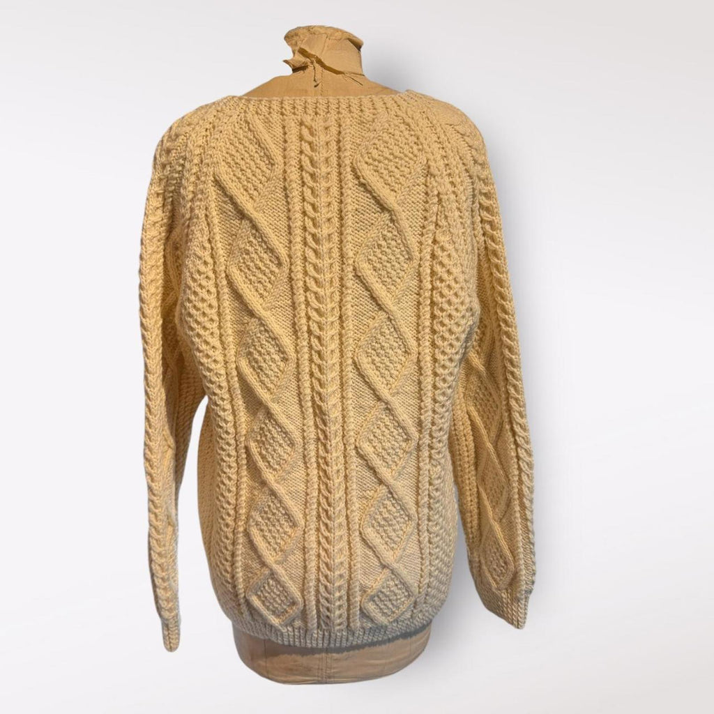 Cream Cable Knit Button-Up Cardigan Sweater