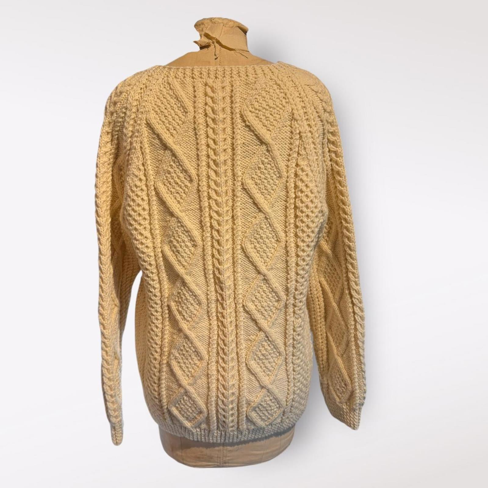Cream Cable Knit Button-Up Cardigan Sweater
