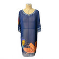 Soft Surroundings Blue & Orange Floral Print Chiffon Dress Beach Coverup Size XL