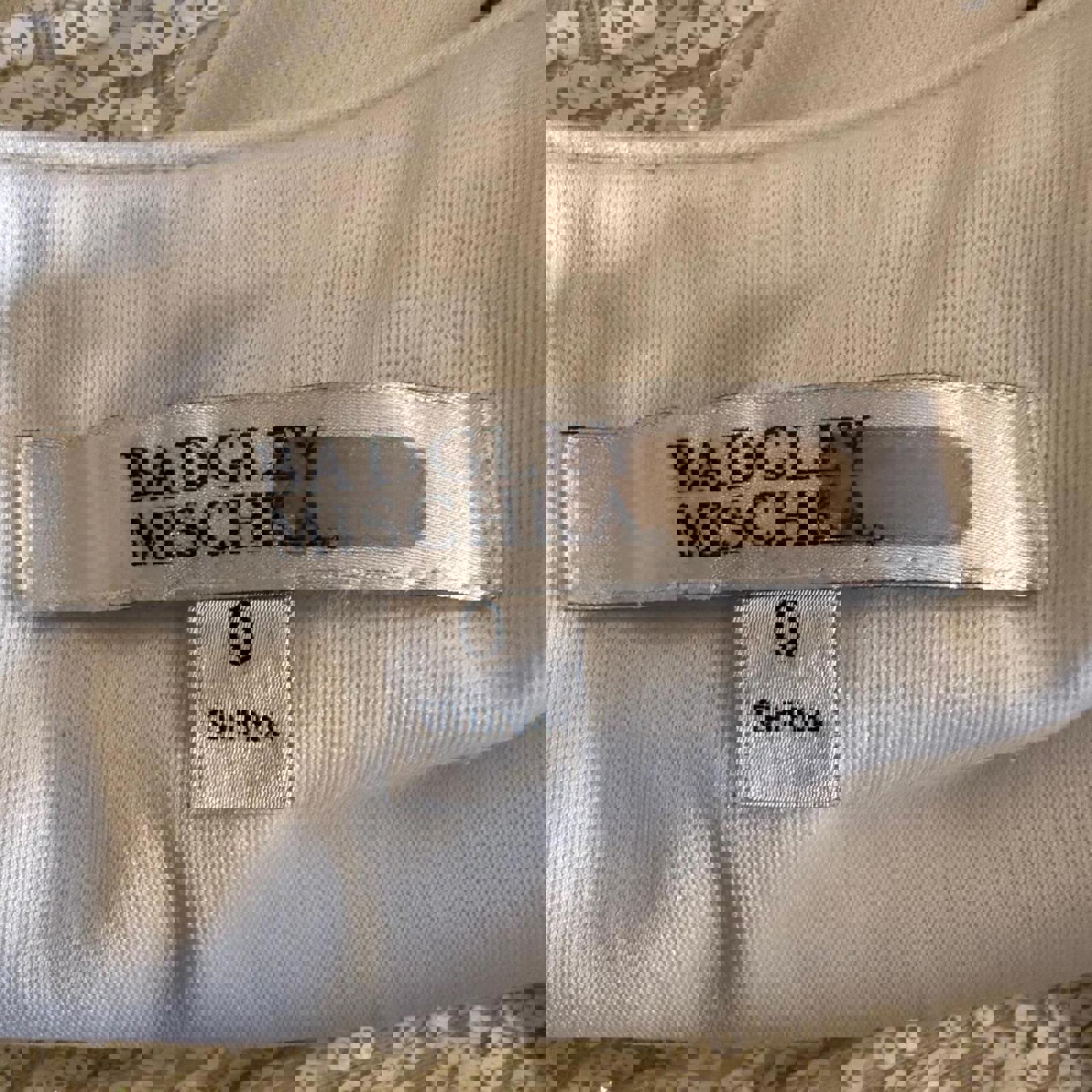 Badgley Mischka White Sequin Mini Halter Dress