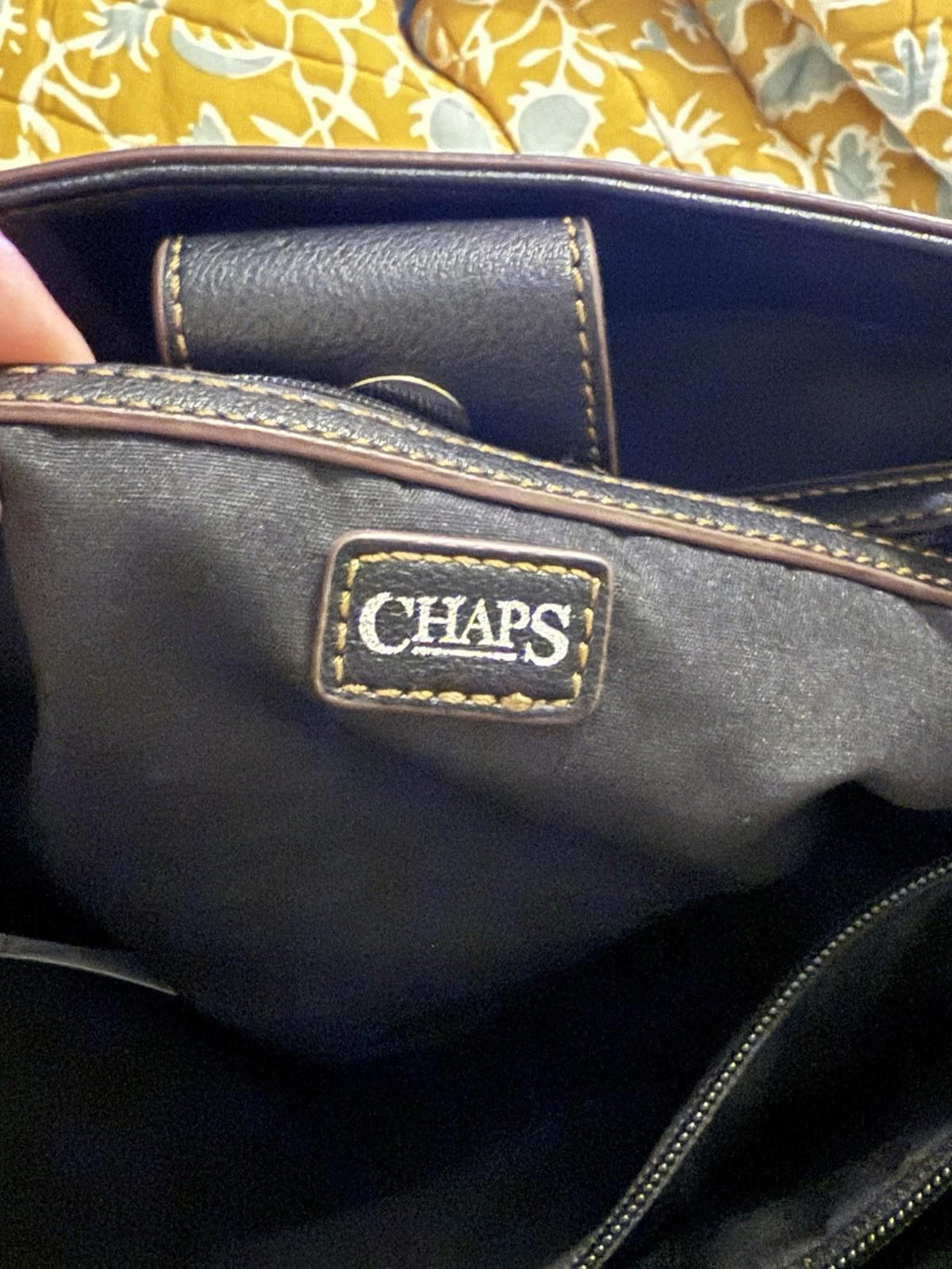 Chaps Black Floral Print Shoulder Bag