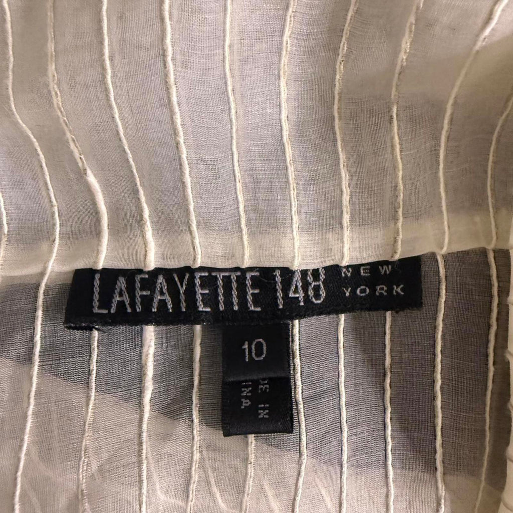 Lafayette 148 White Sheer Striped Blouse