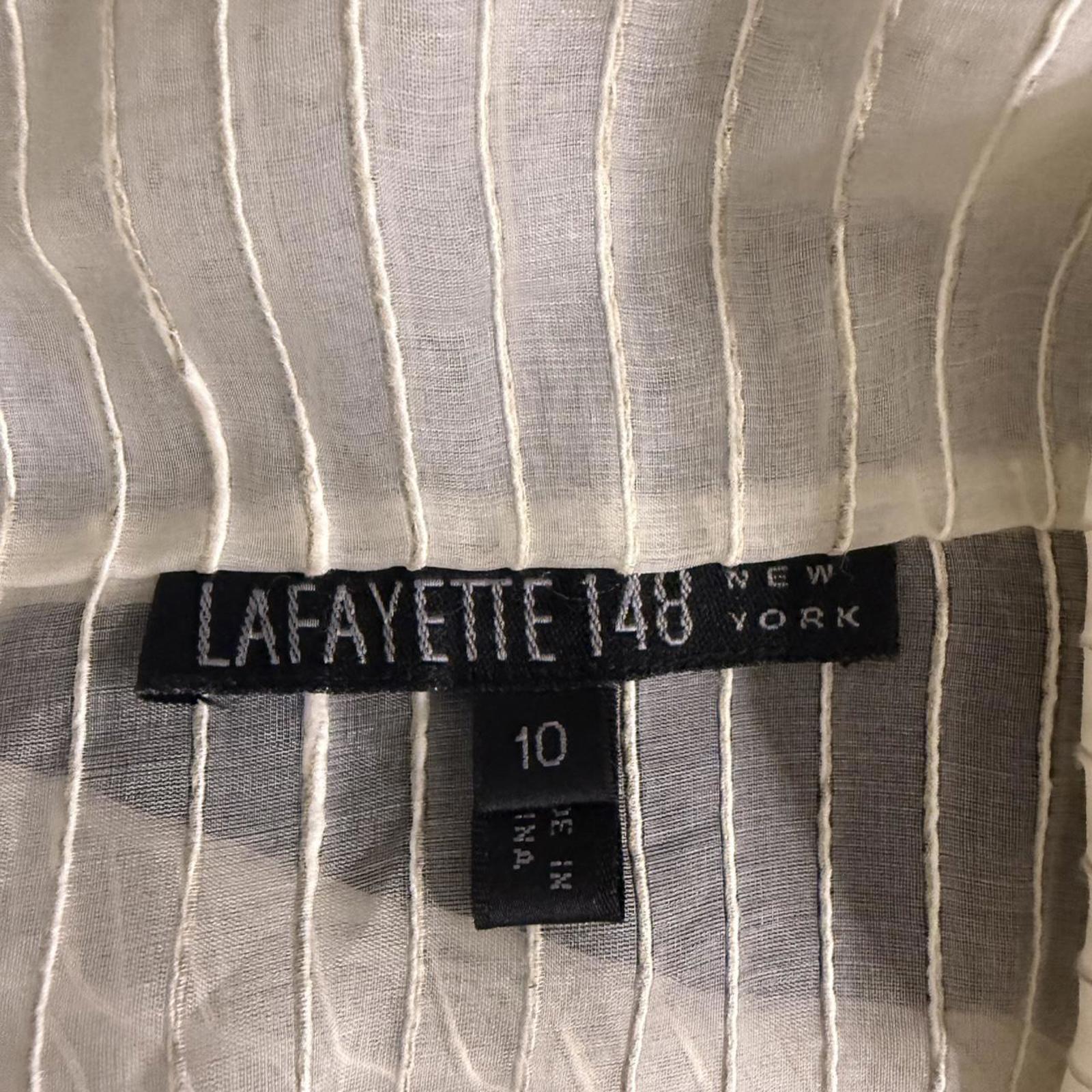 Lafayette 148 White Sheer Striped Blouse