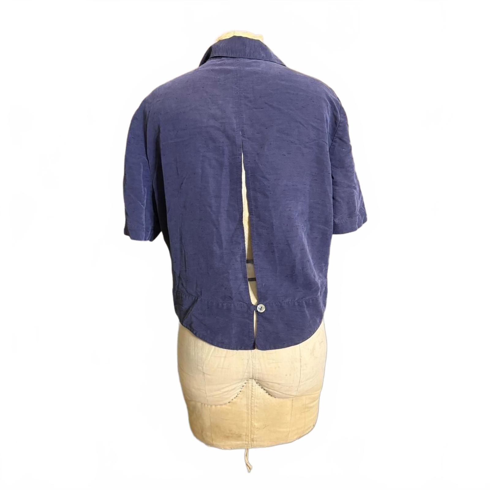 Sheri Martin New York Navy Blue Shirt with Open Back