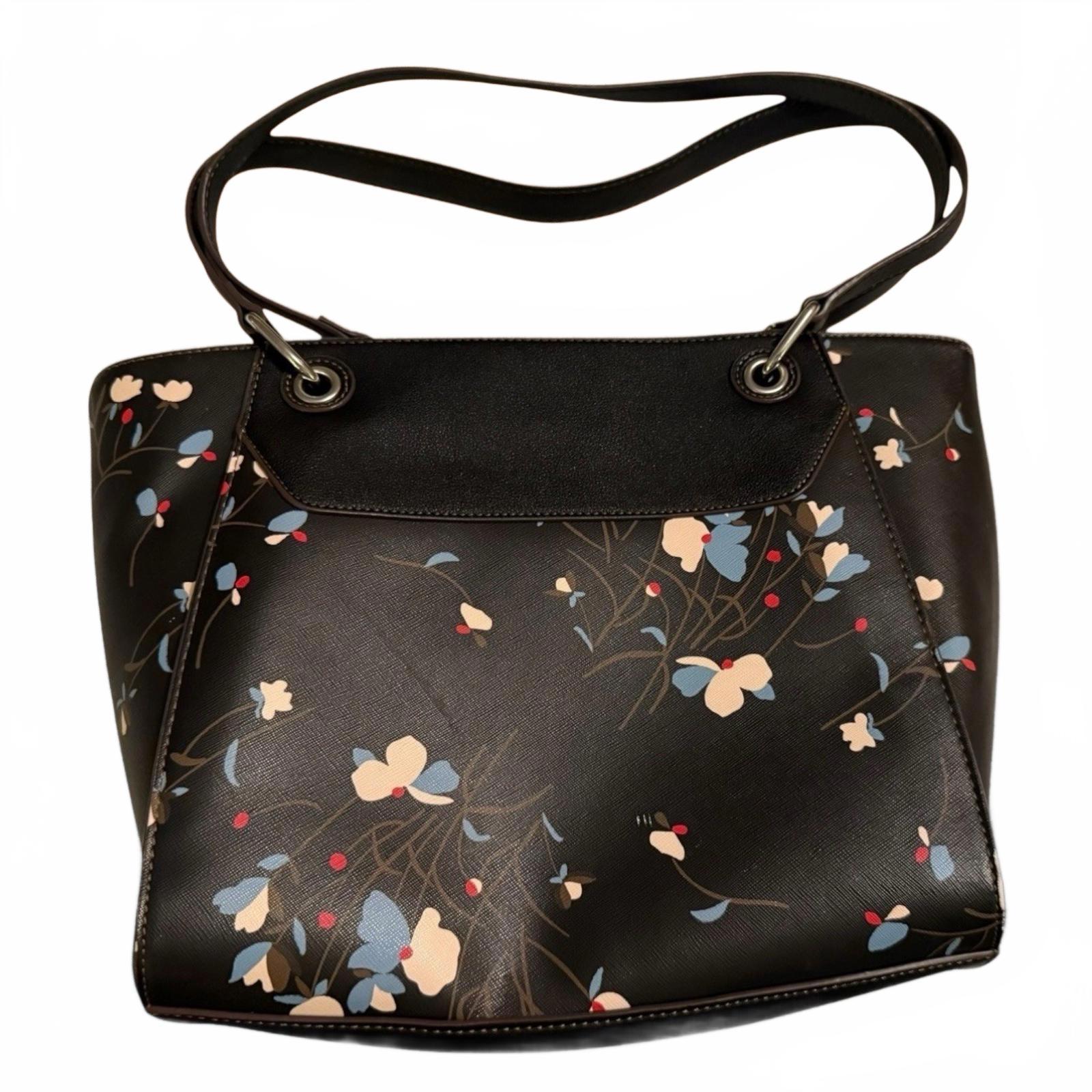 Chaps Black Floral Print Shoulder Bag