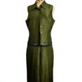 ICE Green Silk Two-Piece Set with Beaded Sleeveless Blazer and Pants