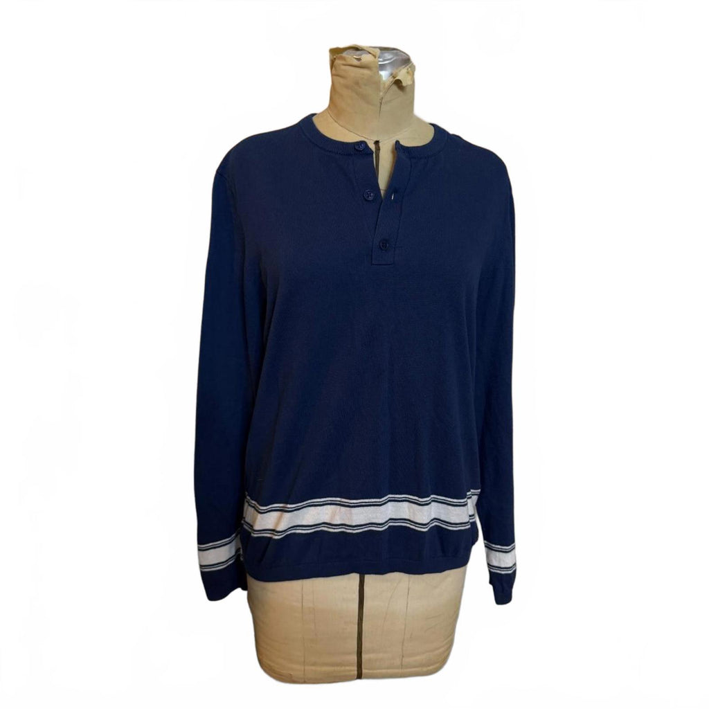 Ron Dorff Navy Blue Henley Sweater Size M