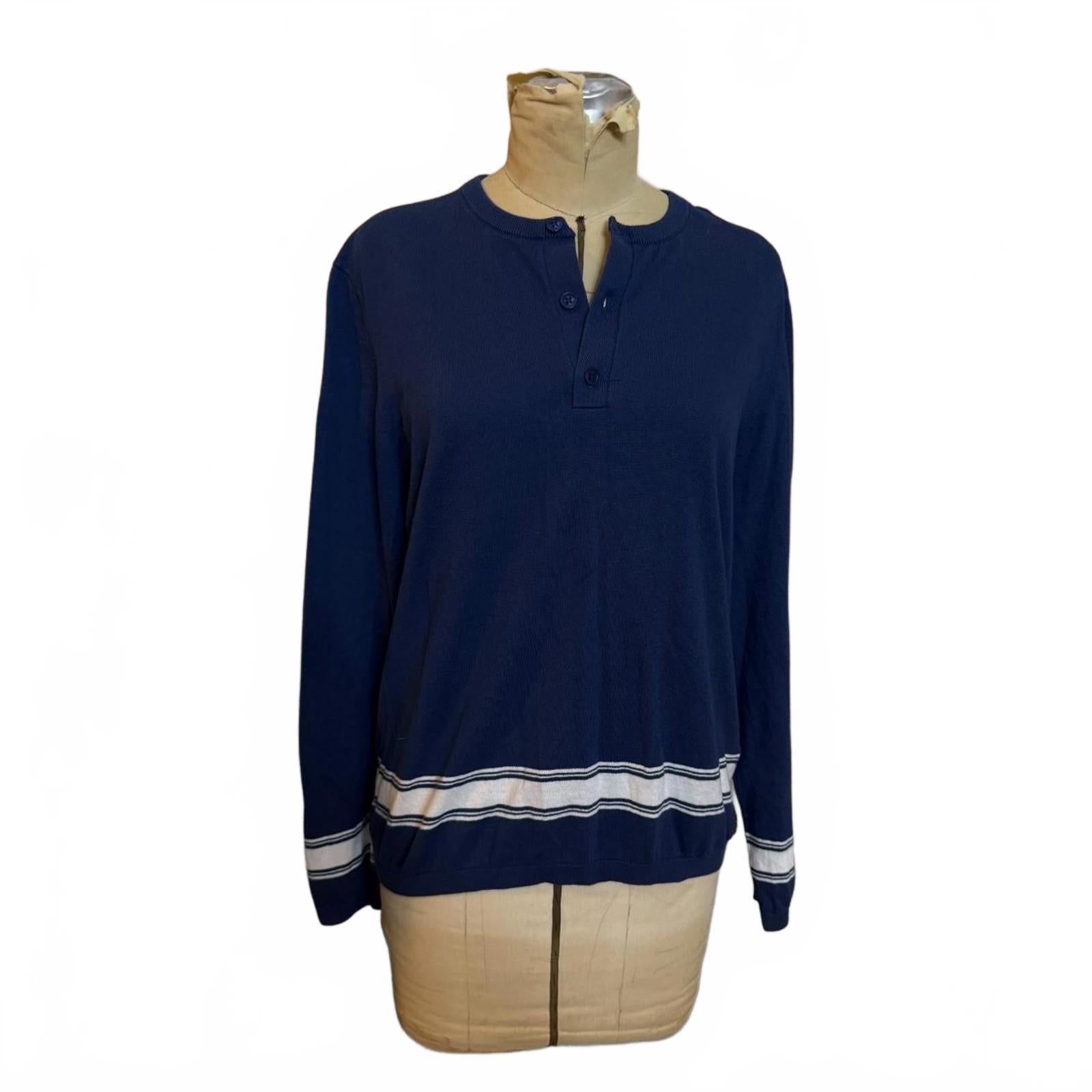 Ron Dorff Navy Blue Henley Sweater Size M