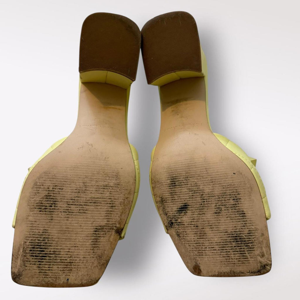 Marc Fisher Yellow Block Heel Sandals with Studded Strap