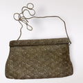 Vintage Silver Art Deco Beaded Clutch Purse With Snake Chain Strap