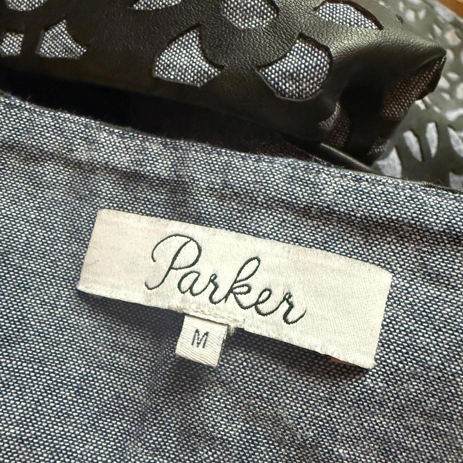 Parker Black and Gray Patterned Halter Dress with Open Back