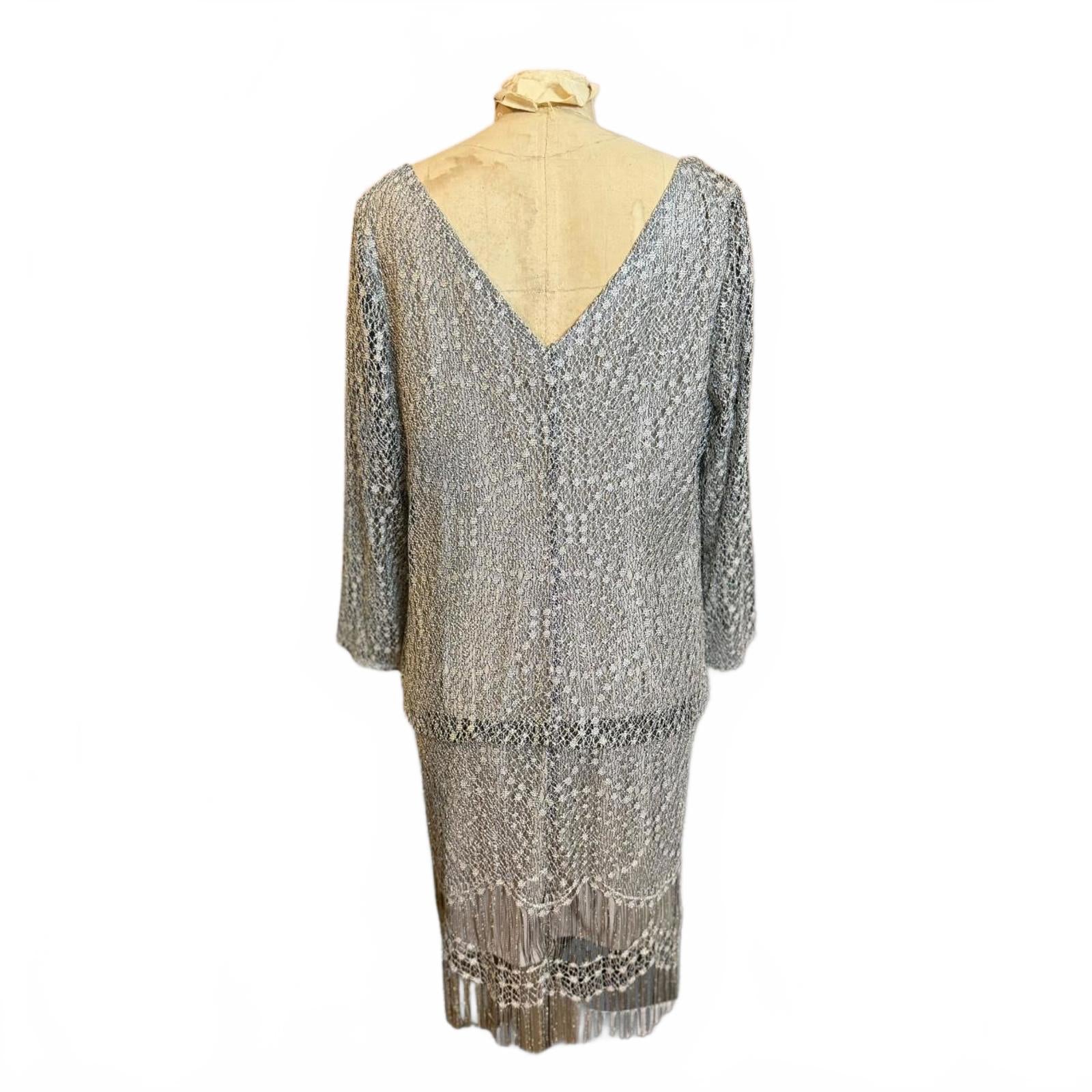 S.L. Fashions Silver and Gold Beaded Dress Size 14