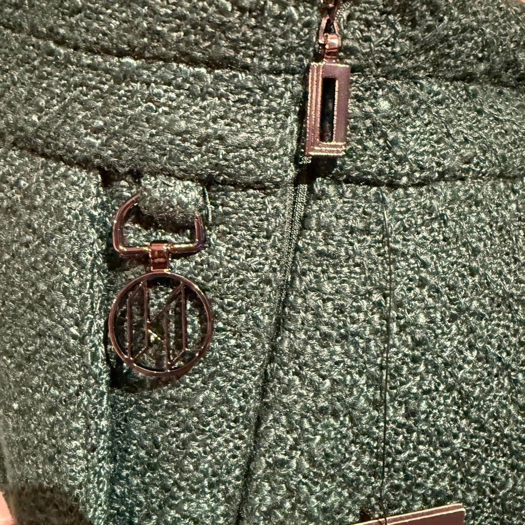 Karl Lagerfeld Dark Green Tweed Wool Mini Skirt