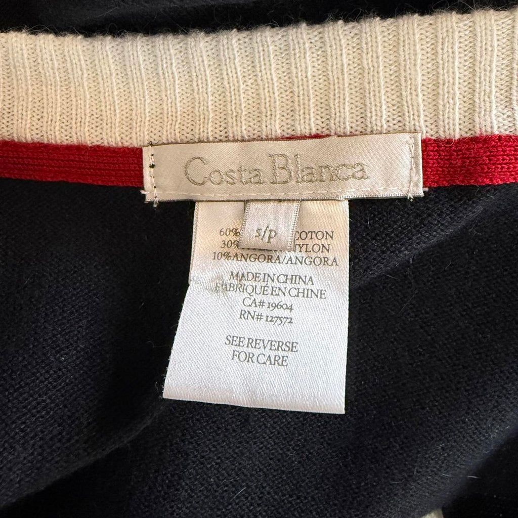 Costa Blanca Black and White Angora Blend Cardigan Sweater