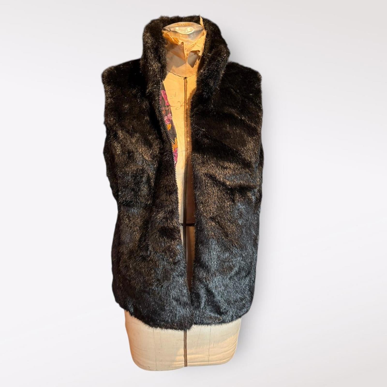 Diane Von Furstenberg Black Faux Fur Vest