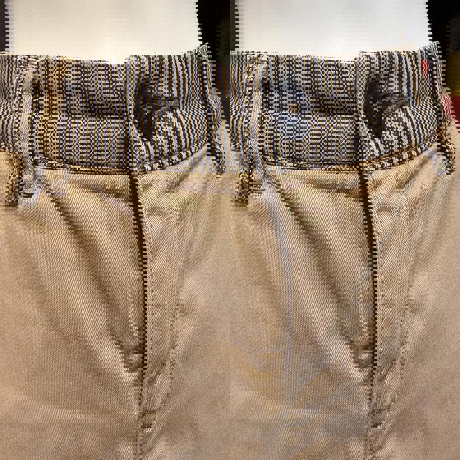 Piloro and the Letterpress Beige Wide Leg Pants with Striped Detail