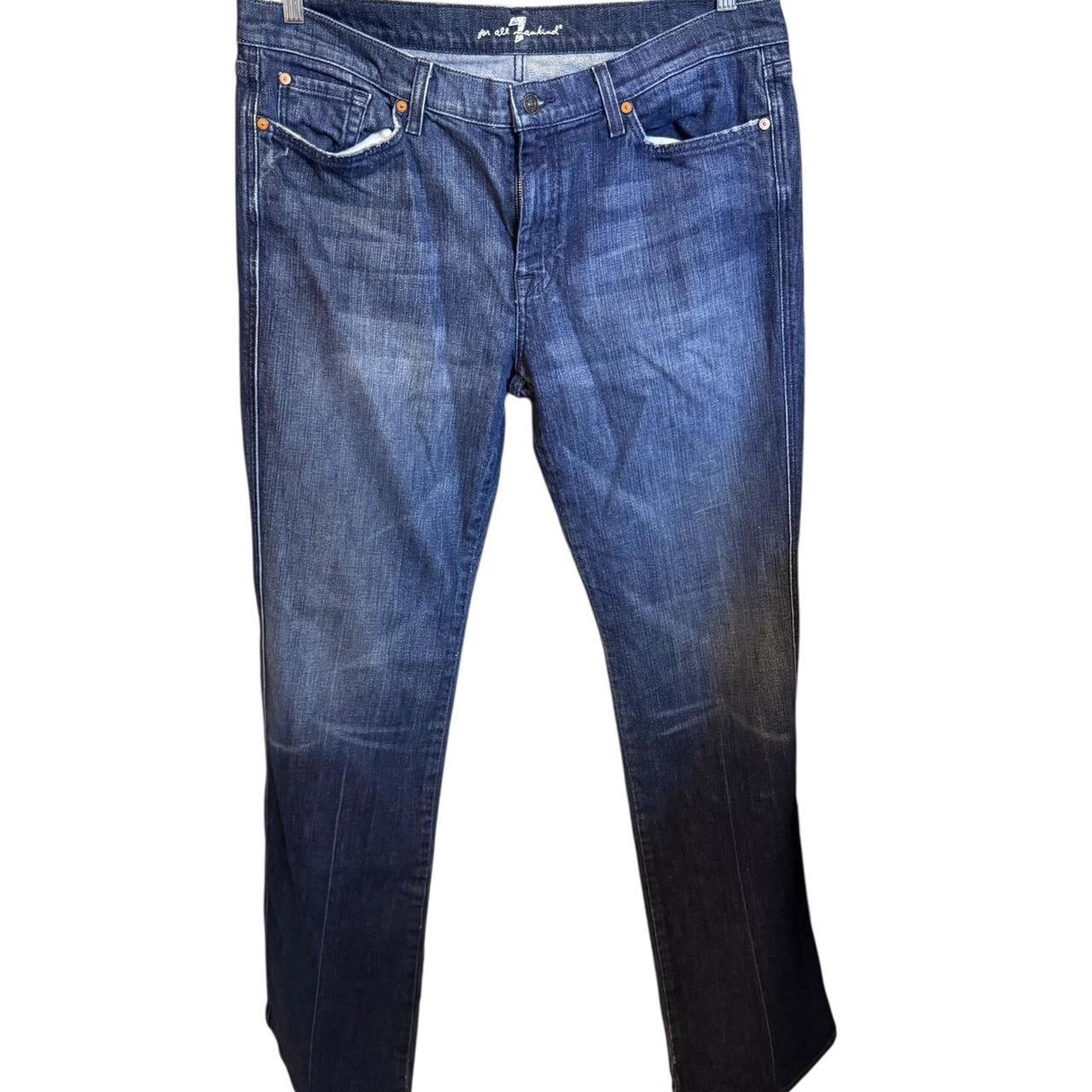7 For All Mankind Blue Straight Leg Jeans Size 38