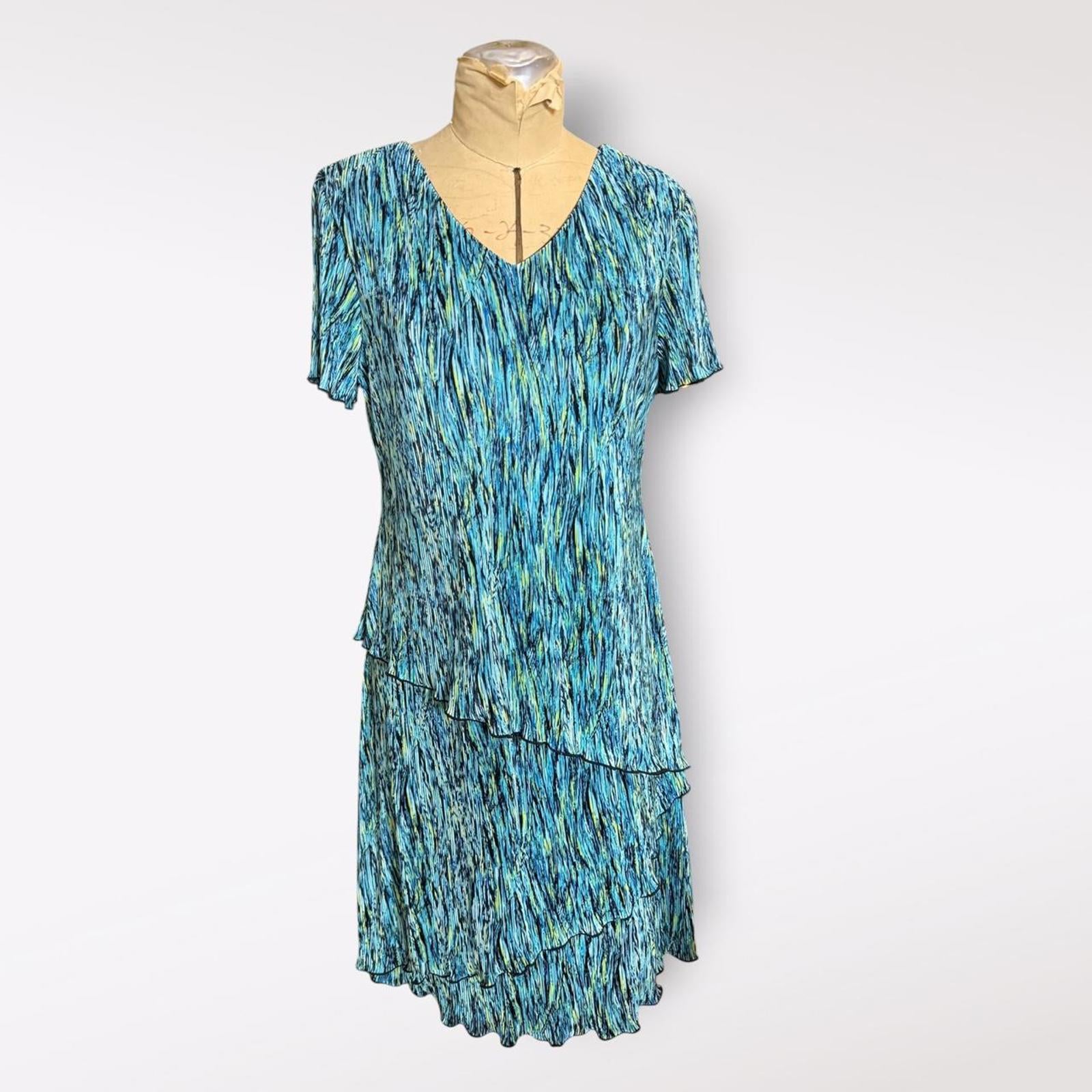 Connected Green and Blue Ruffle Dress