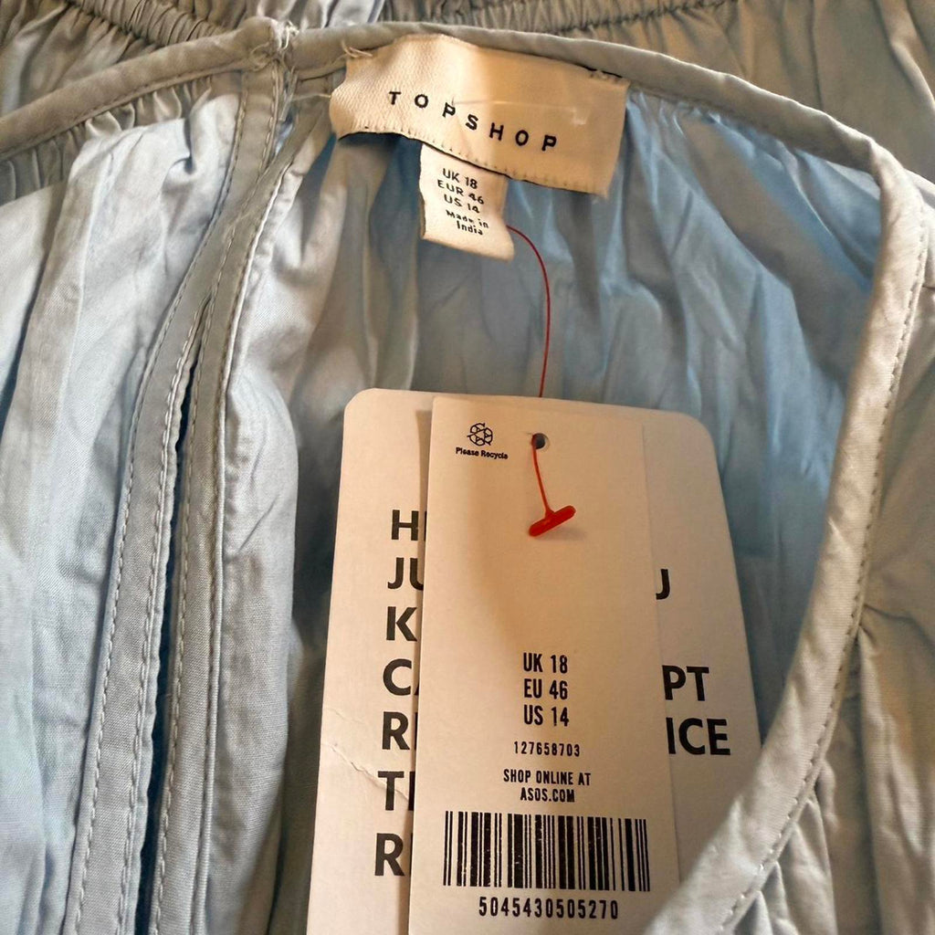 Topshop Poplin Light Blue Cold Shoulder Top