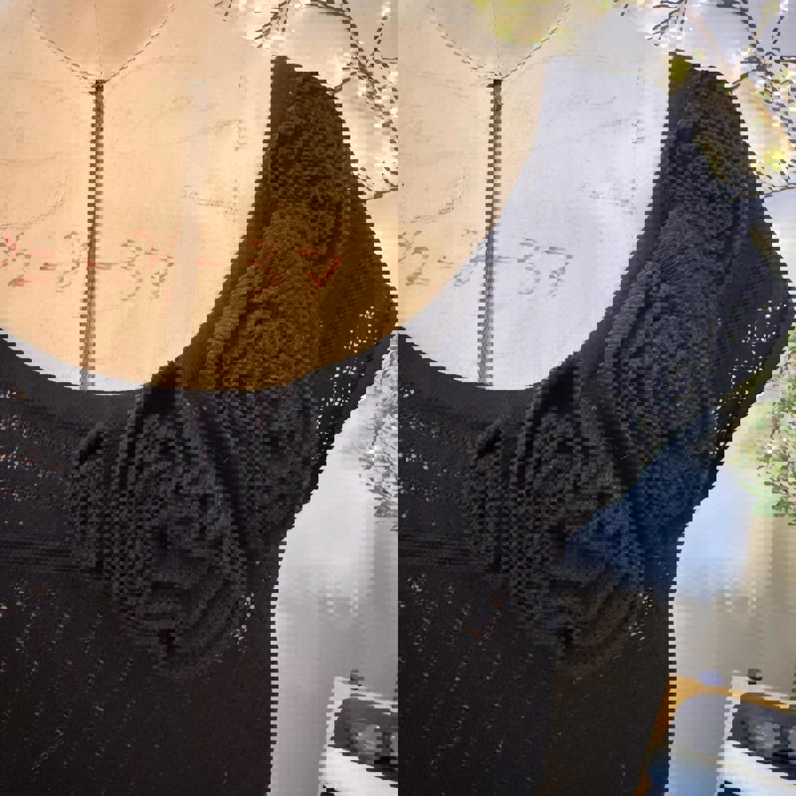 Catherine Malandrino Black Knit Top with Floral Applique Detail