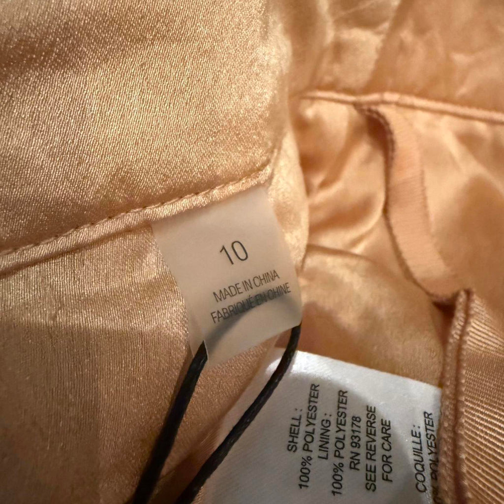 Elie Tahari Golden Pleated Midi Skirt with Sequin Detail