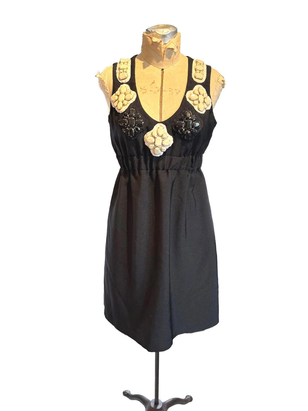 Karta Black Sleeveless Dress with Decorative Embellishments