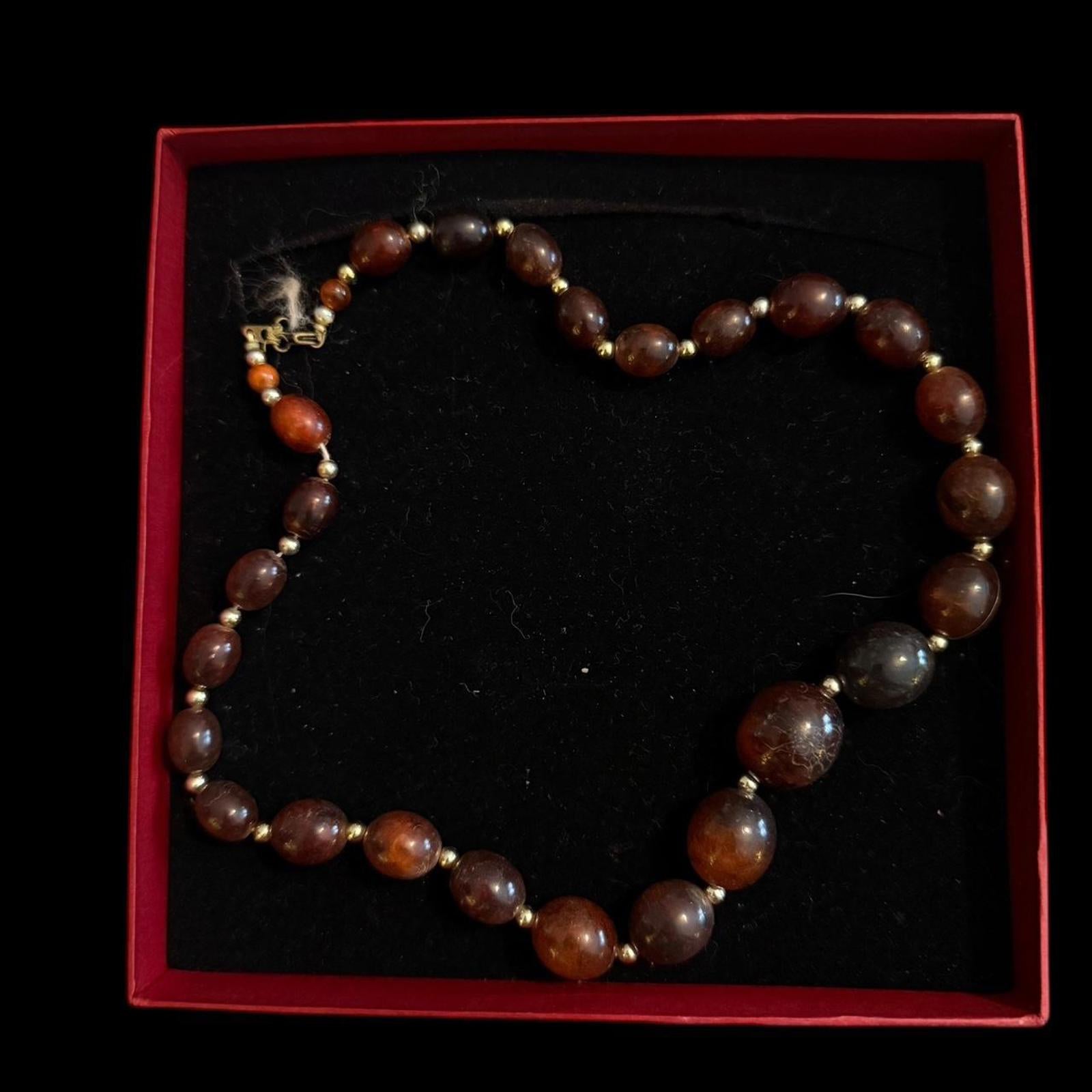Brown and Gold Beaded Necklace