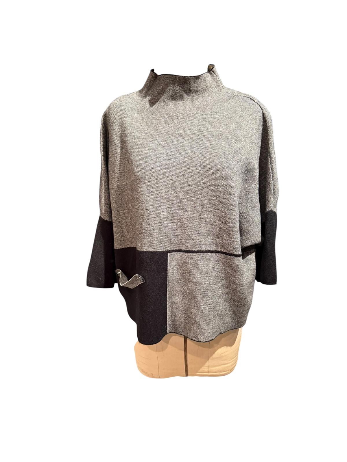 Joseph Ribkoff Gray and Black Colorblock Sweater