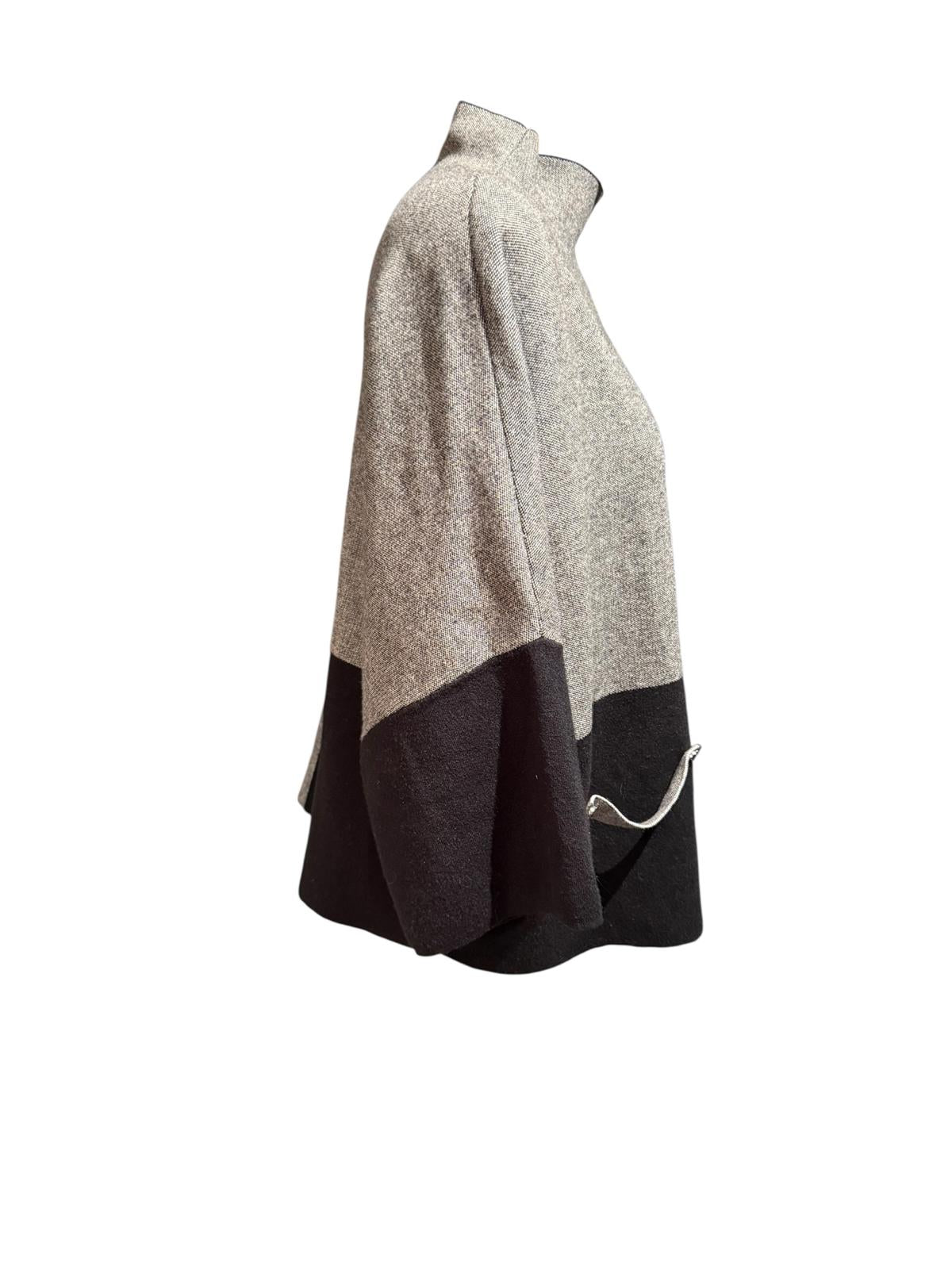 Joseph Ribkoff Gray and Black Colorblock Sweater Poncho