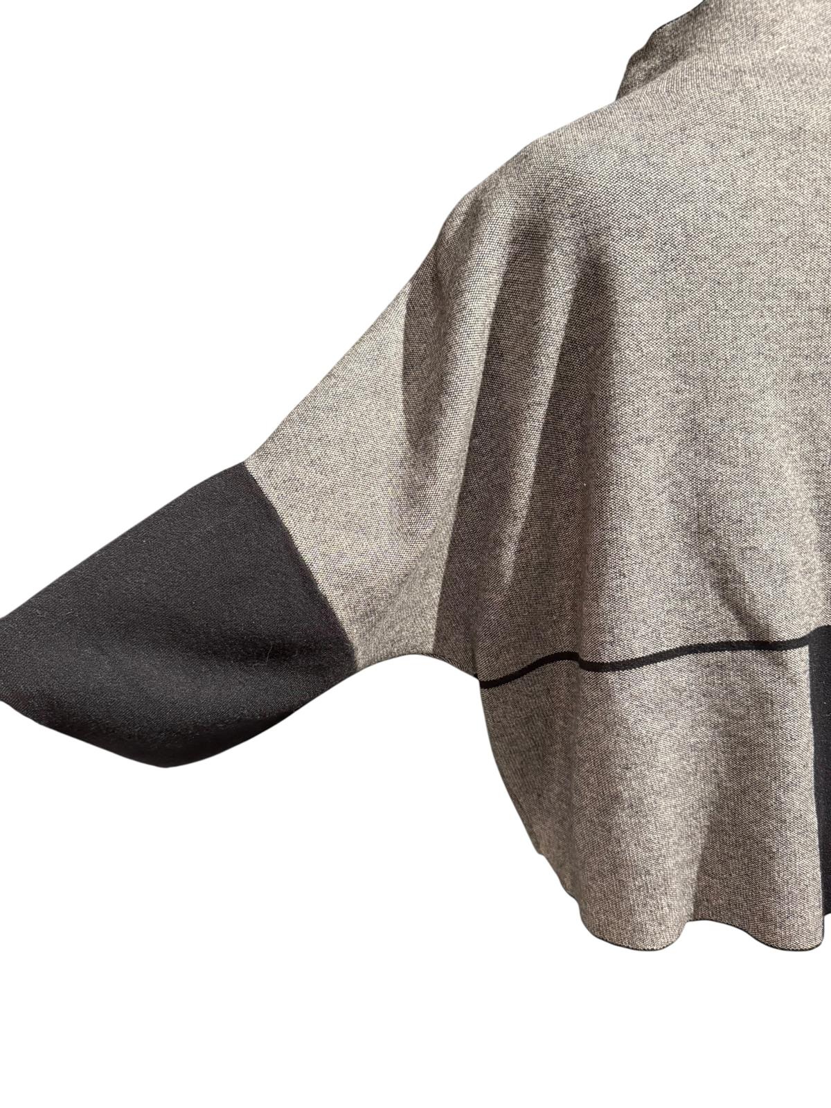 Joseph Ribkoff Gray and Black Colorblock Sweater Poncho