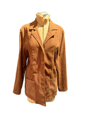 Brown Suede-like Blazer Jacket with Front Pockets