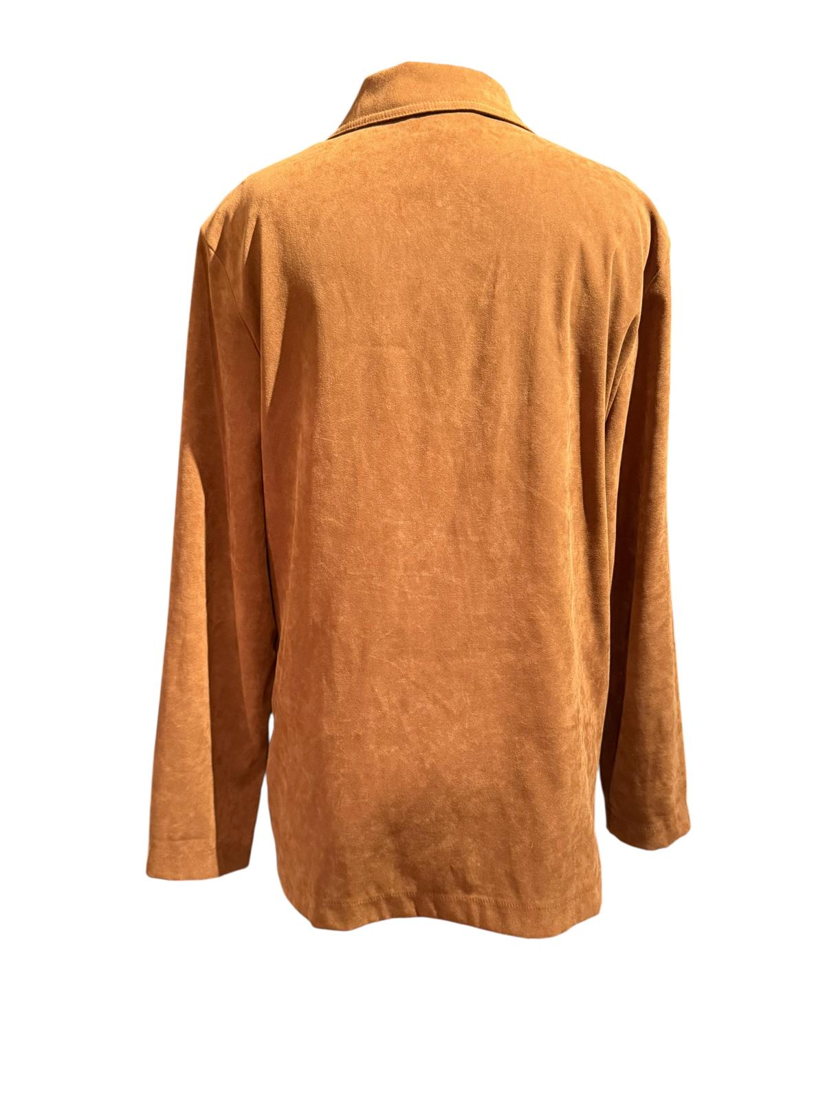 Brown Suede-like Blazer Jacket with Front Pockets