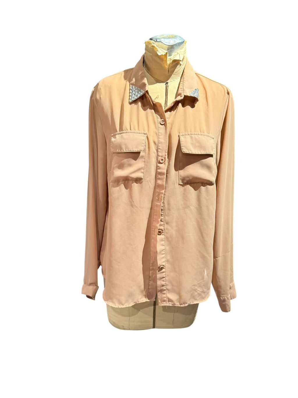 Sans Souci Light Beige Button-Up Long Sleeve Shirt