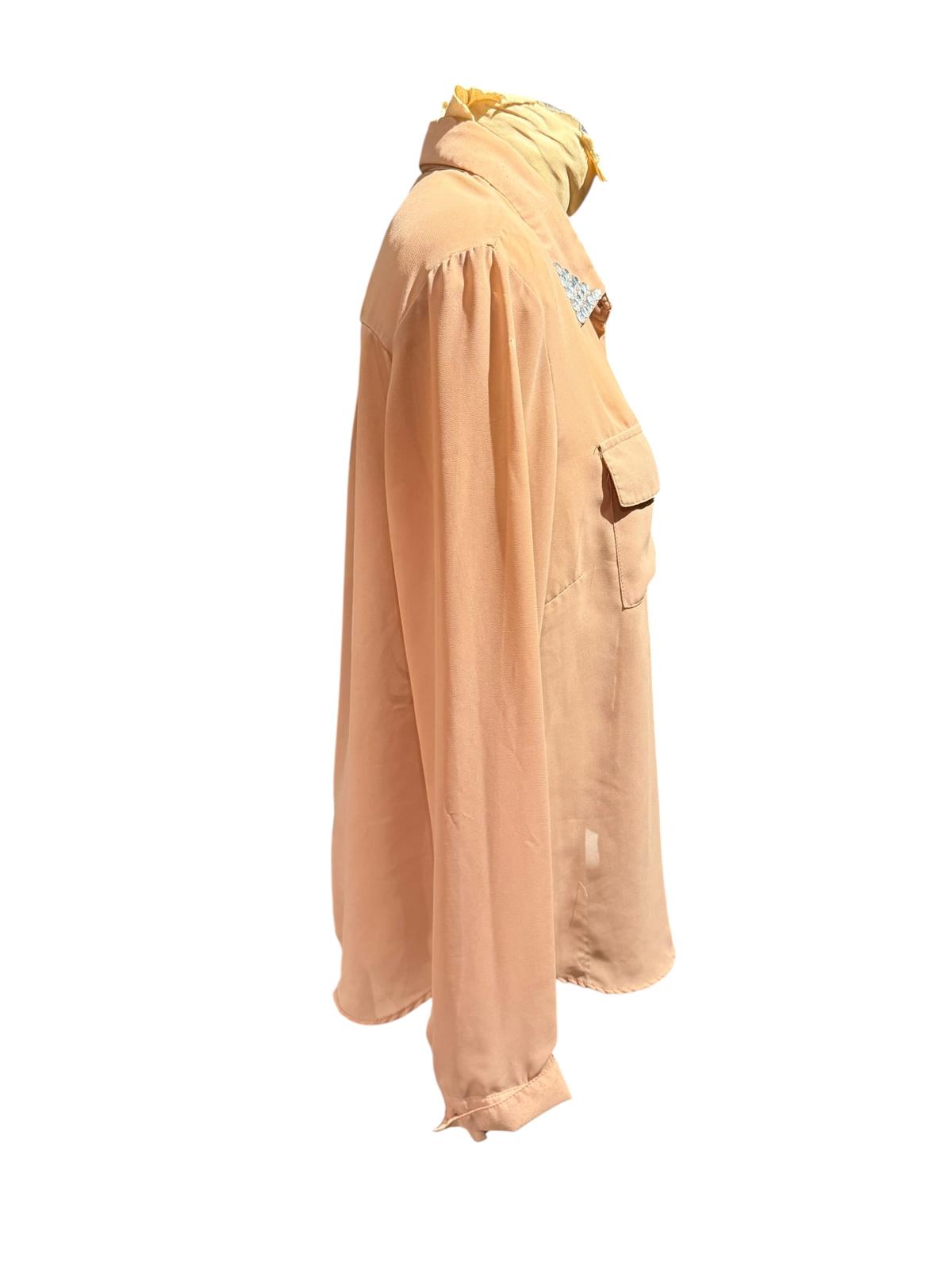 Sans Souci Light Beige Button-Up Long Sleeve Shirt