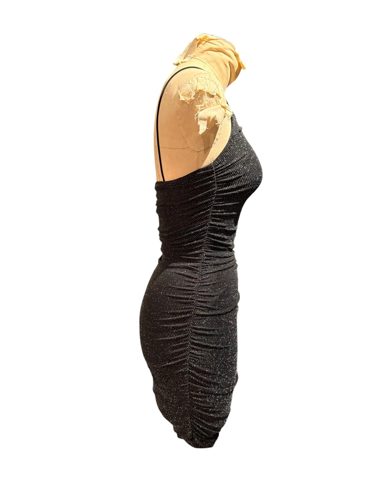 Princess Polly Black Sparkly Ruched Bodycon Mini Dress with Spaghetti Strap