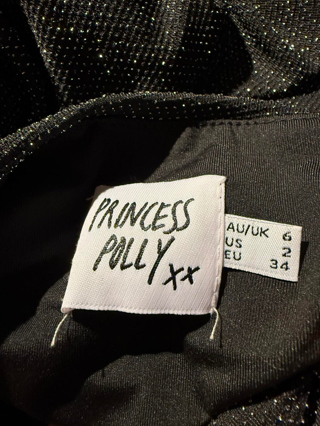 Princess Polly Black Sparkly Ruched Bodycon Mini Dress with Spaghetti Strap