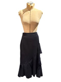 Zara Black Midi Skirt with Ruffle Detail