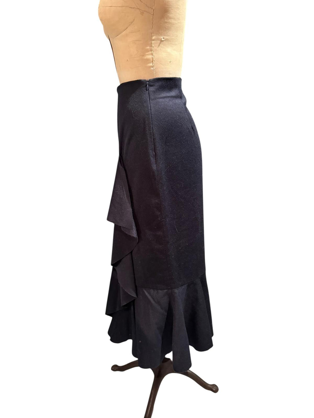 Zara Black Midi Skirt with Ruffle Detail