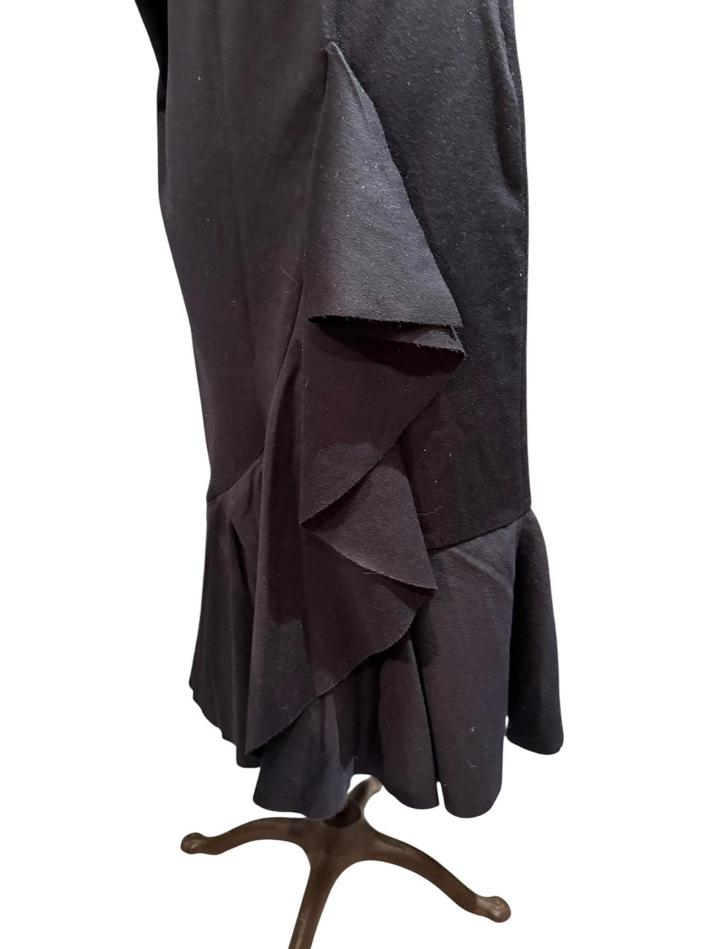 Zara Black Midi Skirt with Ruffle Detail