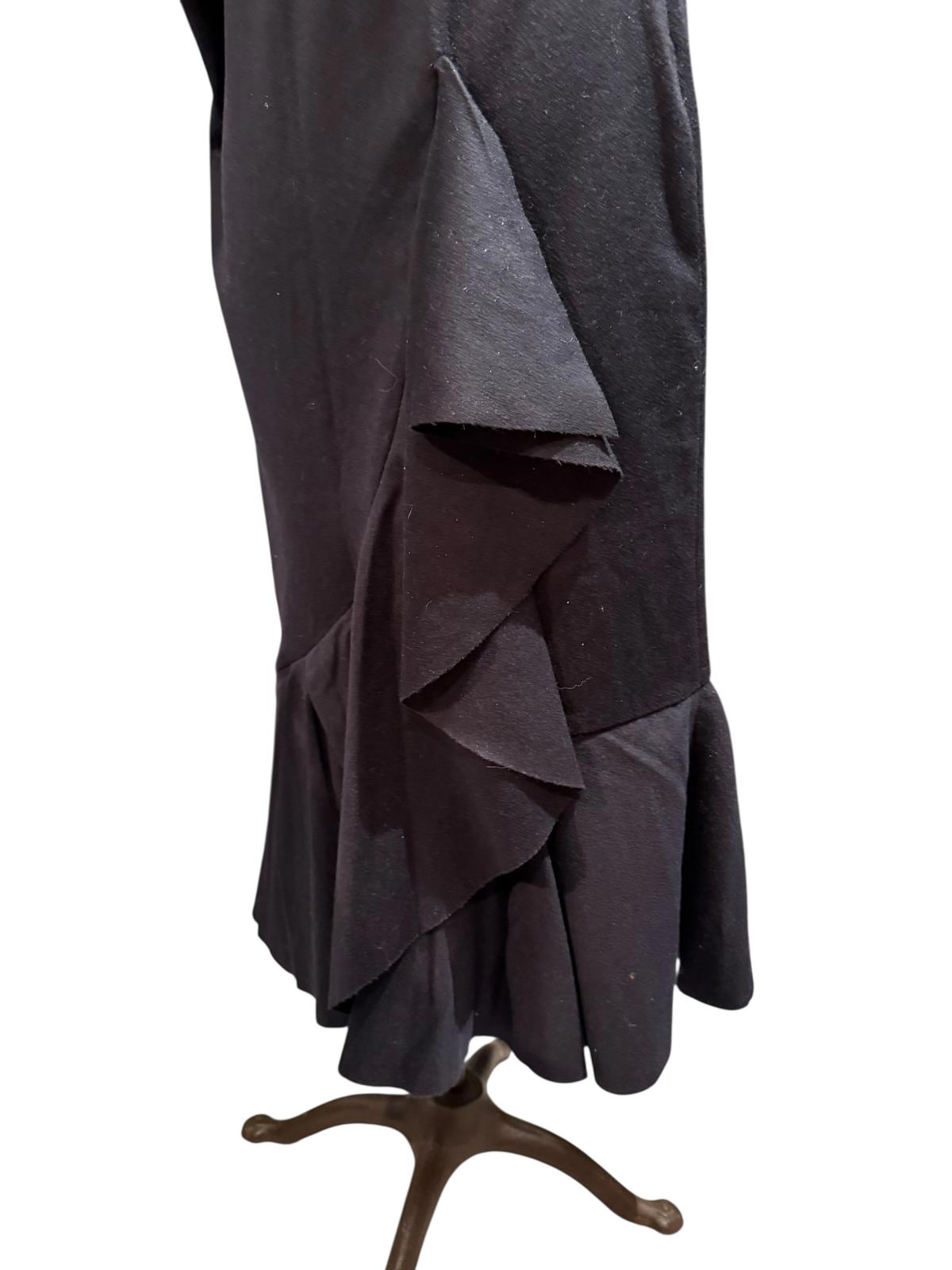 Zara Black Midi Skirt with Ruffle Detail