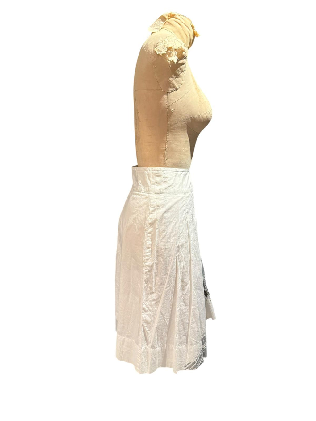 Tribal White Midi Skirt with Gray Floral Print