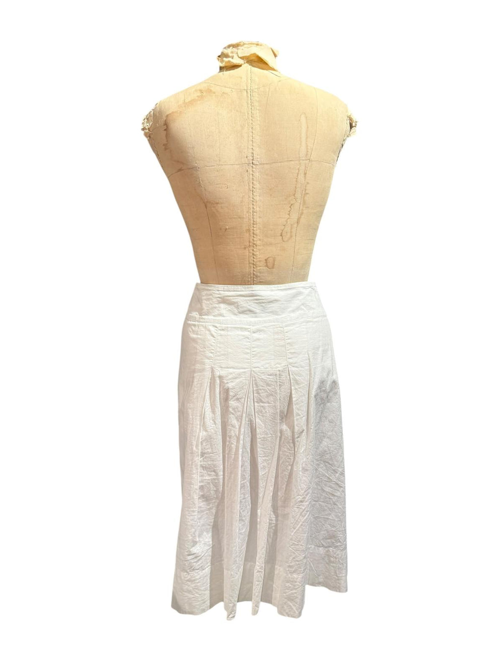Tribal White Midi Skirt with Gray Floral Print
