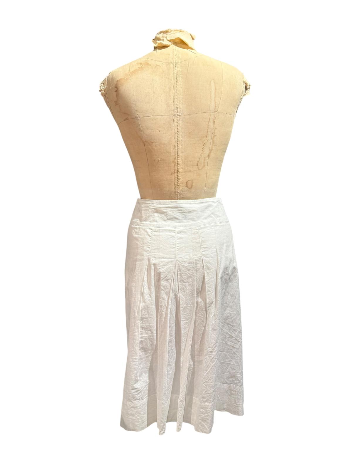 Tribal White Midi Skirt with Gray Floral Print