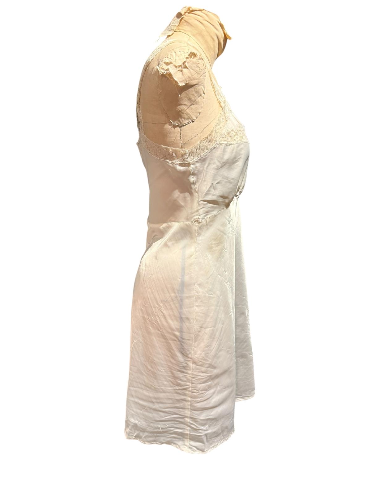 Vintage 1955 Barbizon Camilee Cream Satin Slip Dress