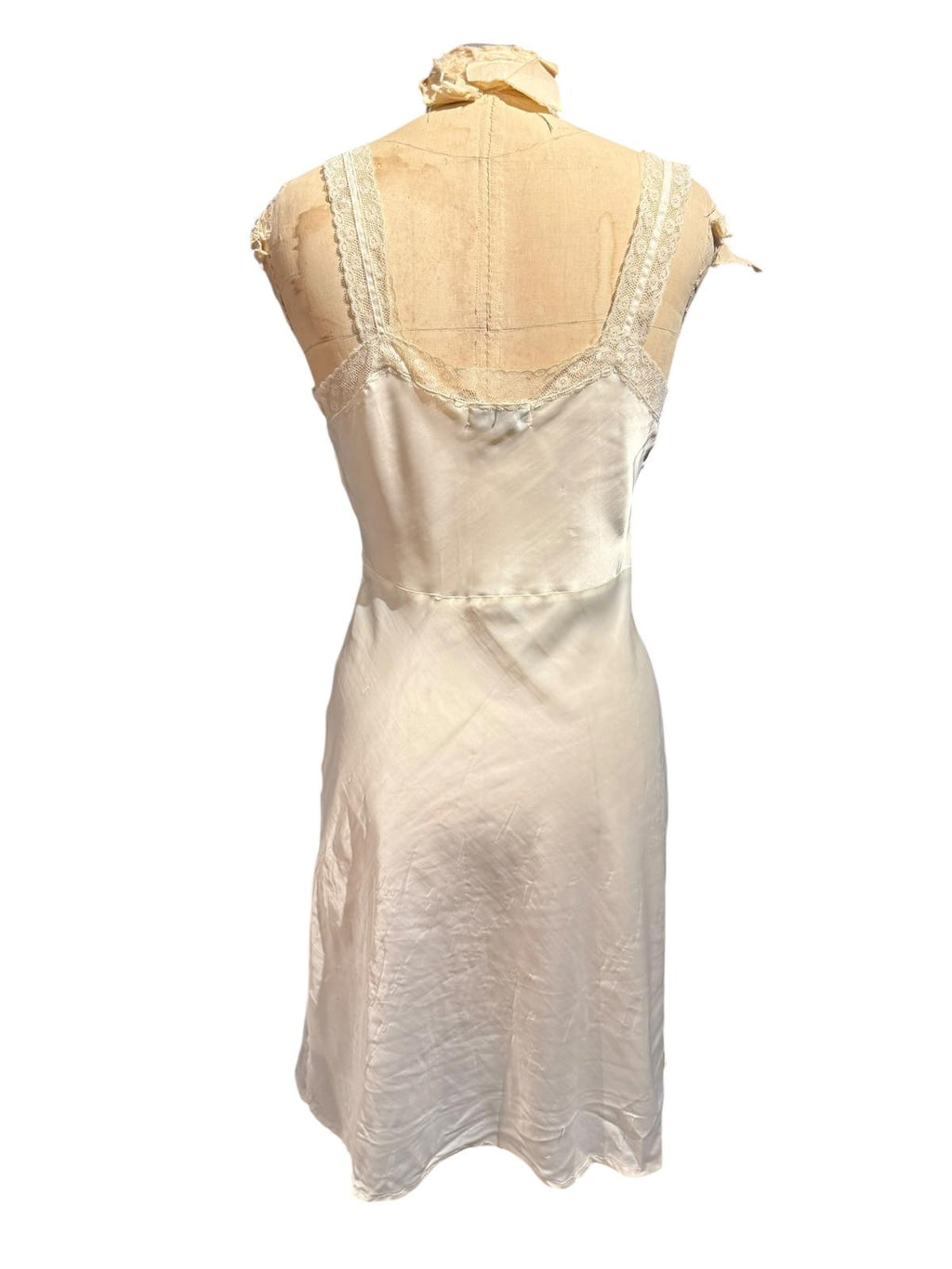 Vintage 1955 Barbizon Camilee Cream Satin Slip Dress