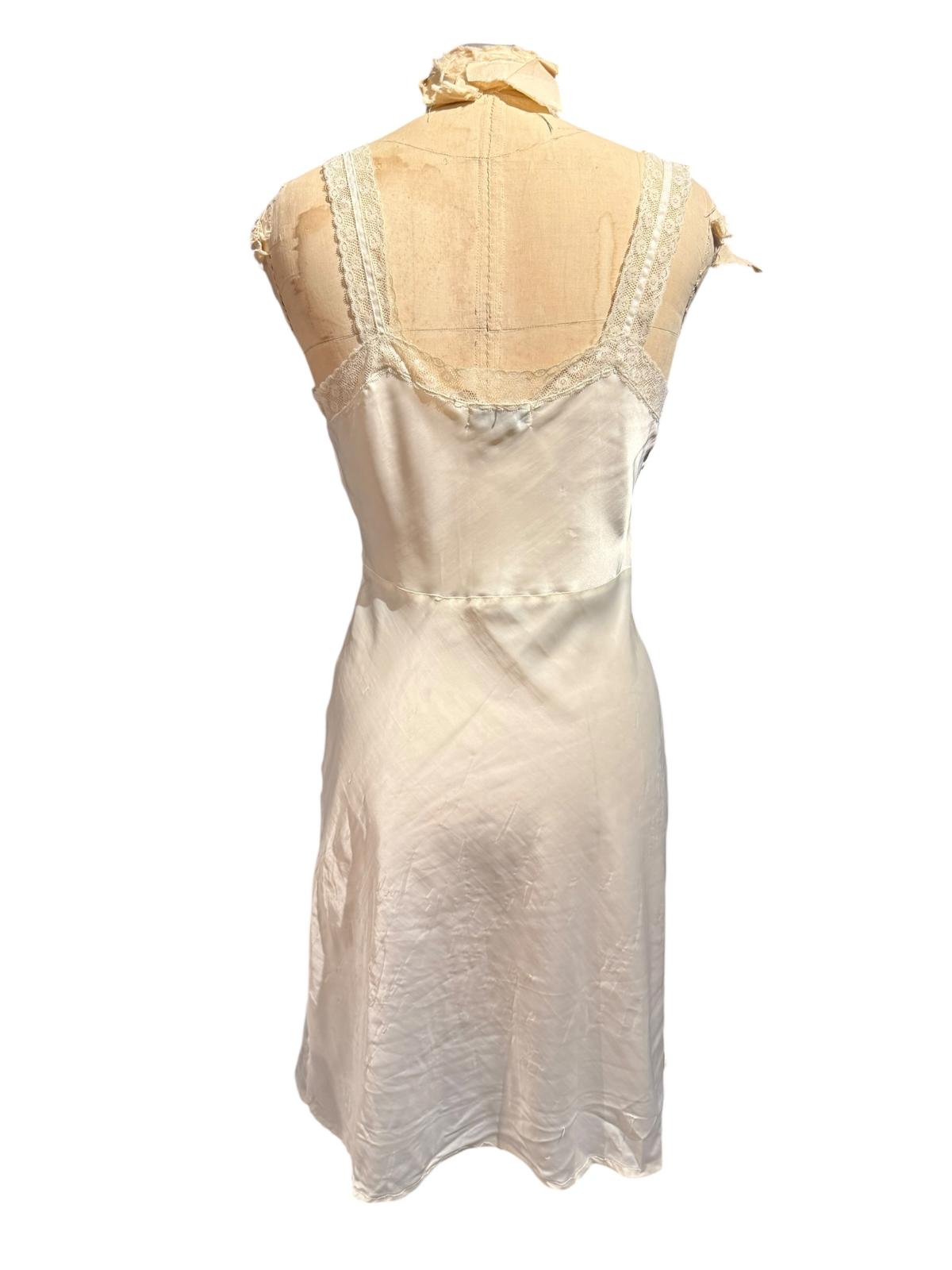 Vintage 1955 Barbizon Camilee Cream Satin Slip Dress