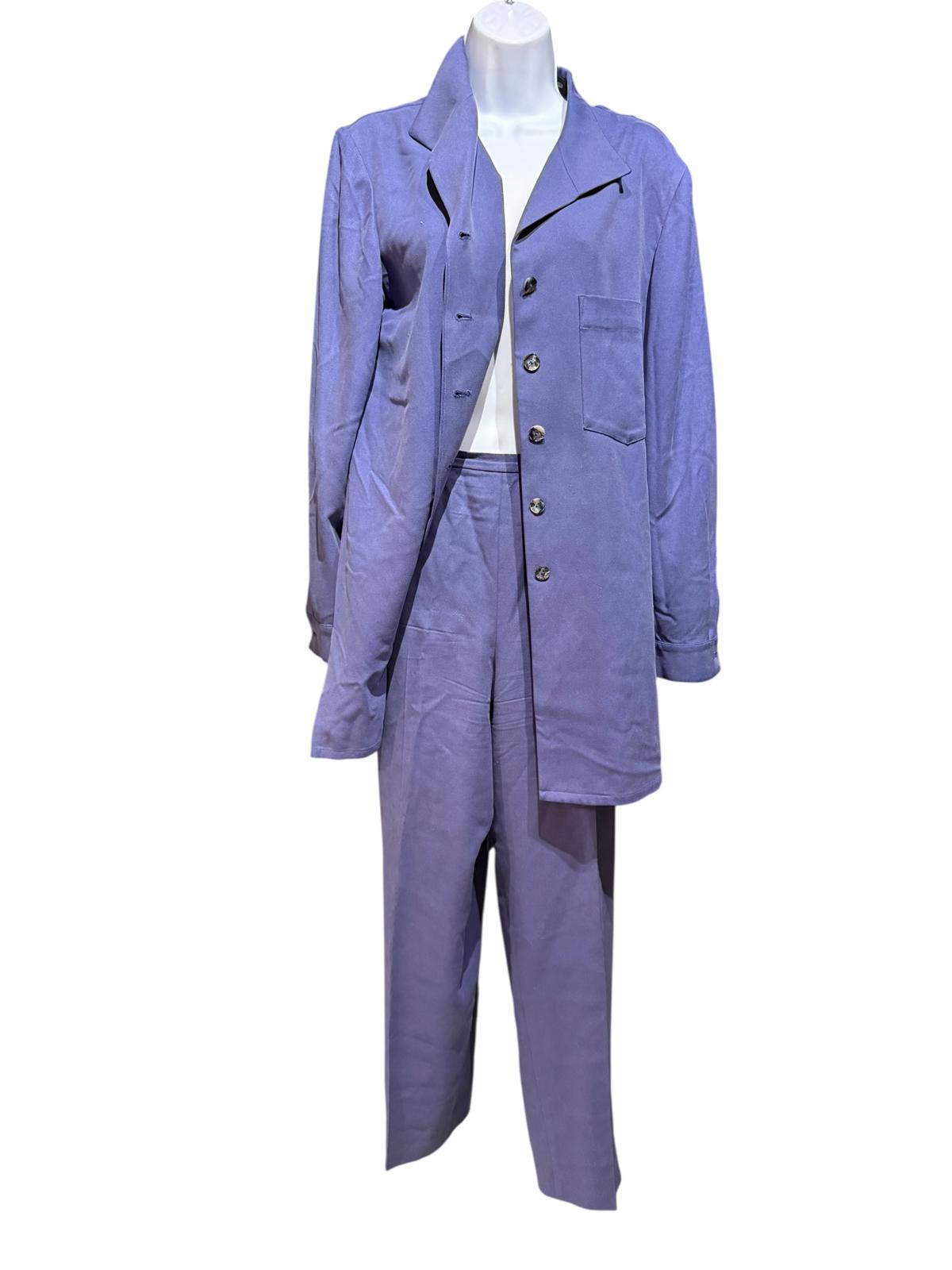 Dana Buchman Purple 100% Silk Two-Piece Suit Set