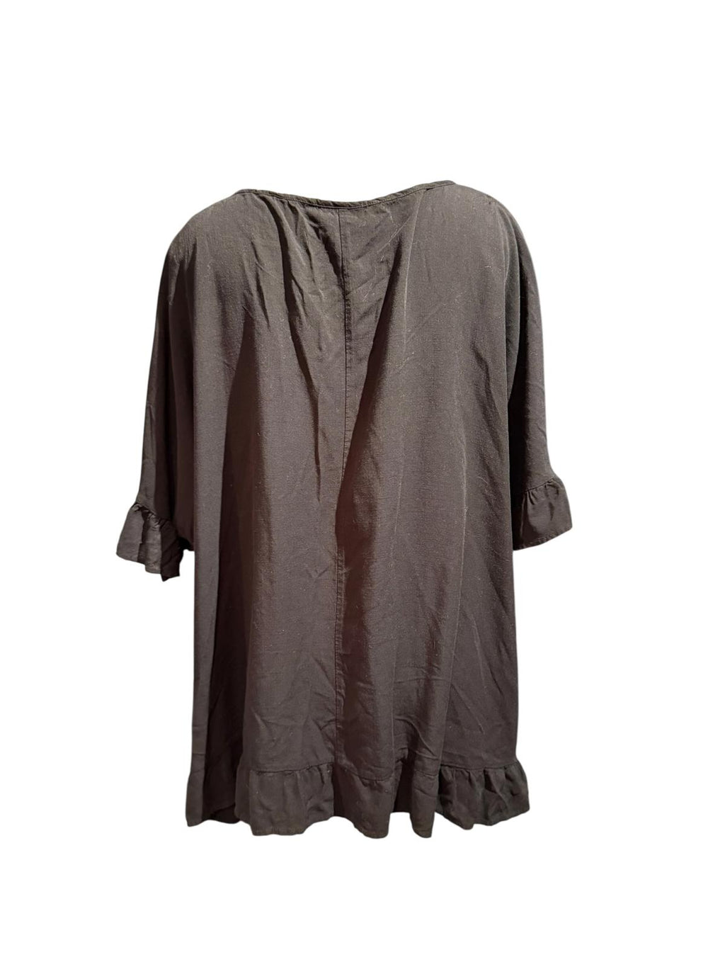 Evans Black Tunic Dress with Ruffle Sleeve And Hem Detail