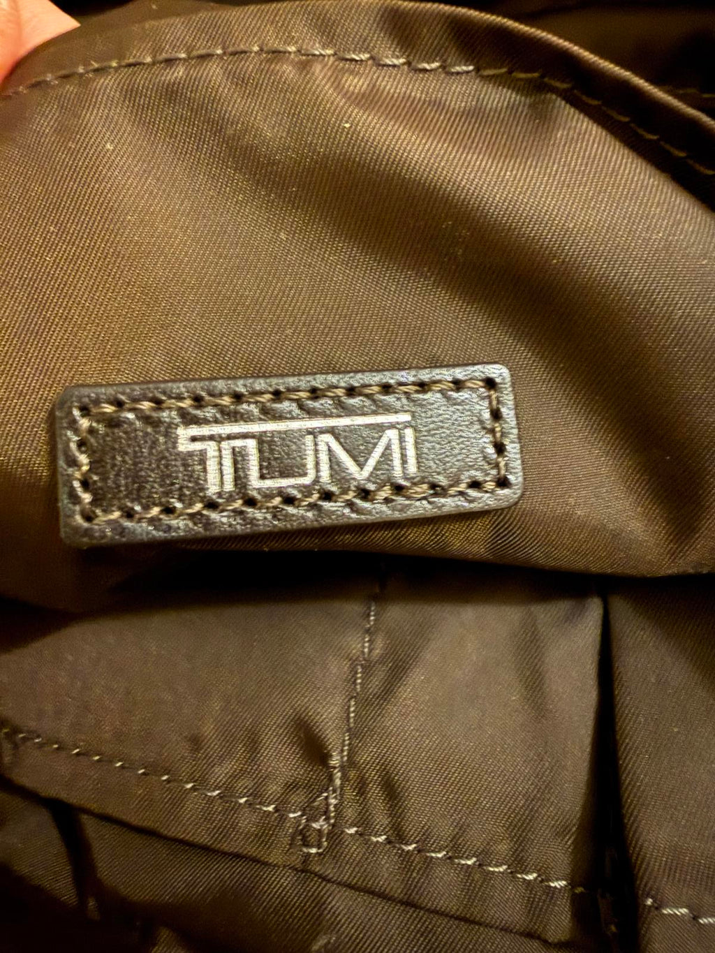 Tumi Gray Nylon Tote Bag with Black Leather Handles