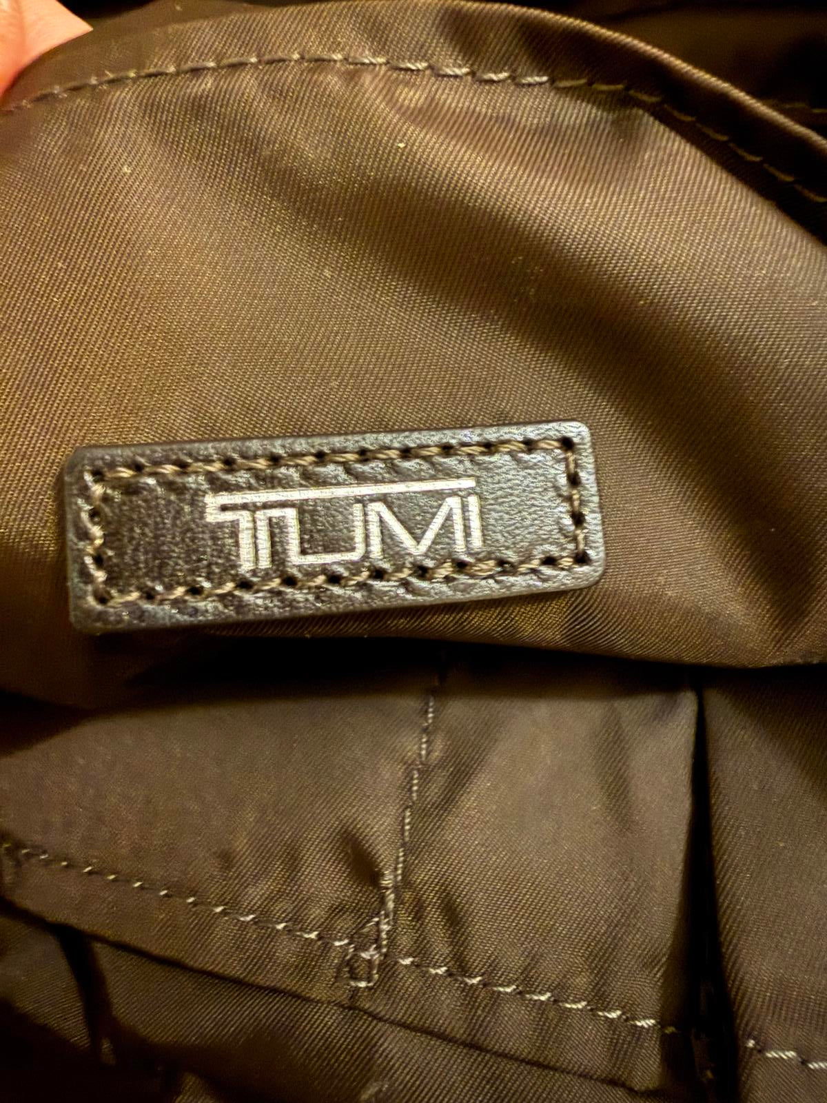 Tumi Gray Nylon Tote Bag with Black Leather Handles